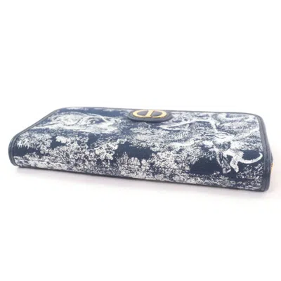 Pre-owned Dior Christian  Navy Jacquard Long Wallet (bi-fold) () In Blue