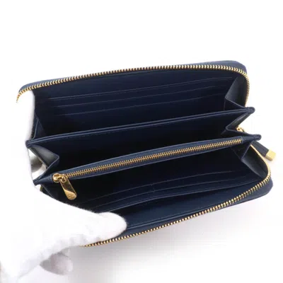 Pre-owned Dior Christian  Navy Jacquard Long Wallet (bi-fold) () In Blue