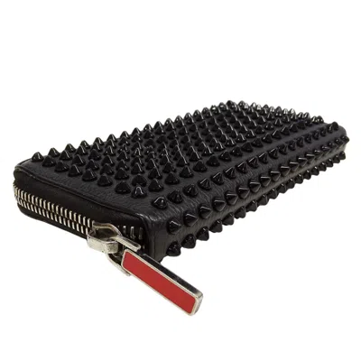 Pre-owned Christian Louboutin Black Leather Long Wallet (bi-fold) ()