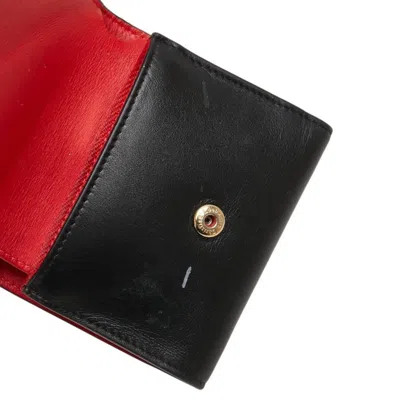 Pre-owned Christian Louboutin Black Red Color Leather Wallet (tri-fold) () In Multi