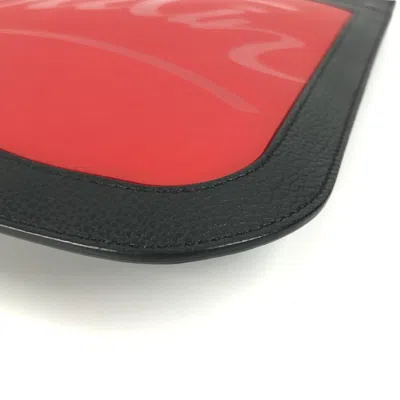 Pre-owned Christian Louboutin Black Red Color Rubber Leather Clutch Bag Pouch () In Multi