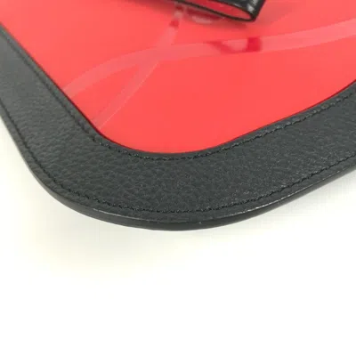 Pre-owned Christian Louboutin Black Red Color Rubber Leather Clutch Bag Pouch () In Multi