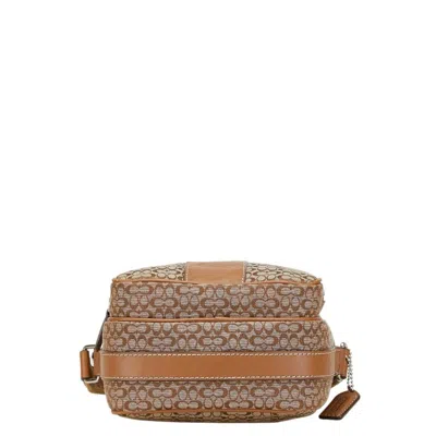 Pre-owned Coach Beige Brown Canvas Leather Shoulder Bag () In Multi