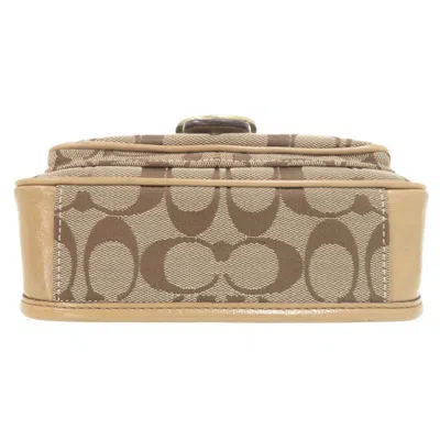 Pre-owned Coach Beige Canvas Patent Leather Shoulder Bag () In Sand