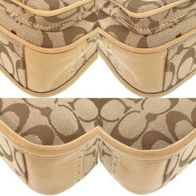 Pre-owned Coach Beige Canvas Patent Leather Shoulder Bag () In Sand