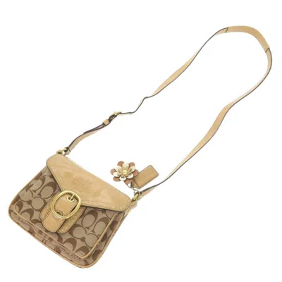 Pre-owned Coach Beige Canvas Patent Leather Shoulder Bag () In Sand