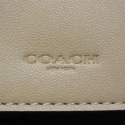 Pre-owned Coach Beige Signature Line Canvas Leather Wallet (bi-fold) () In Sand