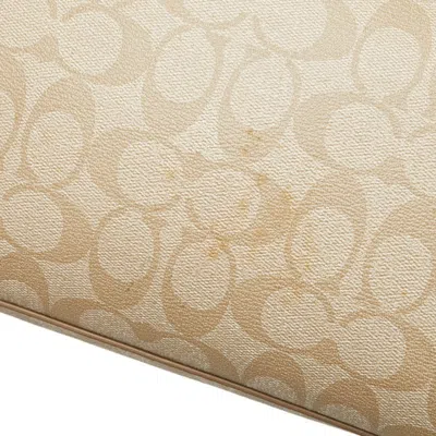 Pre-owned Coach Beige White Pvc Leather Handbag Shoulder Bag () In Multi