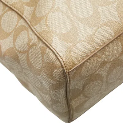 Pre-owned Coach Beige White Pvc Leather Handbag Shoulder Bag () In Multi