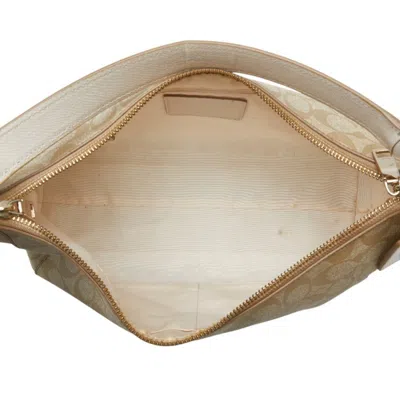 Pre-owned Coach Beige White Pvc Leather Handbag Shoulder Bag () In Multi