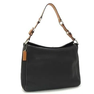 Pre-owned Coach Black Brown Leather Handbag Shoulder Bag Tote Bag () In Multi