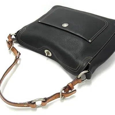 Pre-owned Coach Black Brown Leather Handbag Shoulder Bag Tote Bag () In Multi