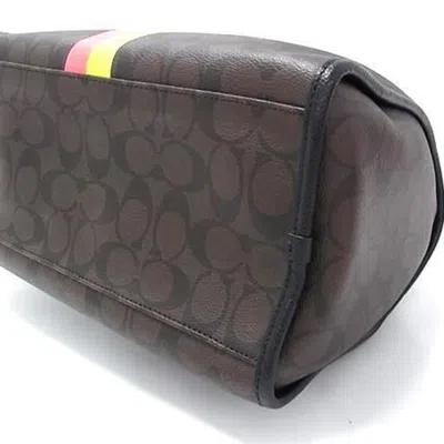 Pre-owned Coach Black Brown Red Color Yellow Leather Pvc Handbag Shoulder Bag Tote Bag ()