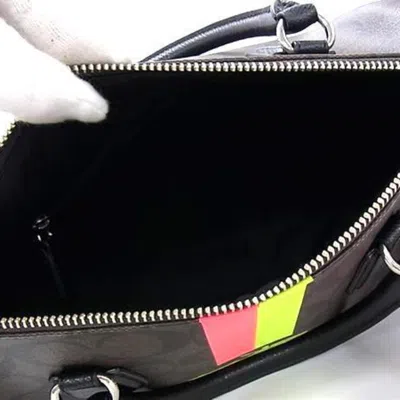 Pre-owned Coach Black Brown Red Color Yellow Leather Pvc Handbag Shoulder Bag Tote Bag ()
