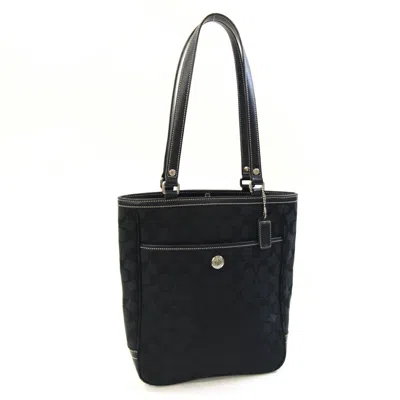Pre-owned Coach Black Canvas Leather Tote Bag ()