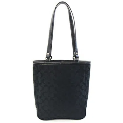 Pre-owned Coach Black Canvas Leather Tote Bag ()