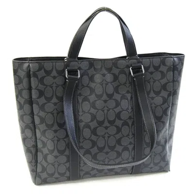 Pre-owned Coach Black Gray Pvc Leather Tote Bag () In Multi
