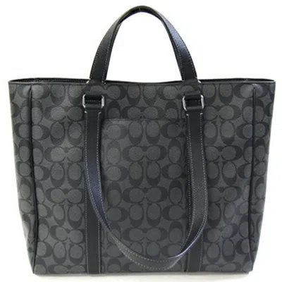 Pre-owned Coach Black Gray Pvc Leather Tote Bag () In Multi