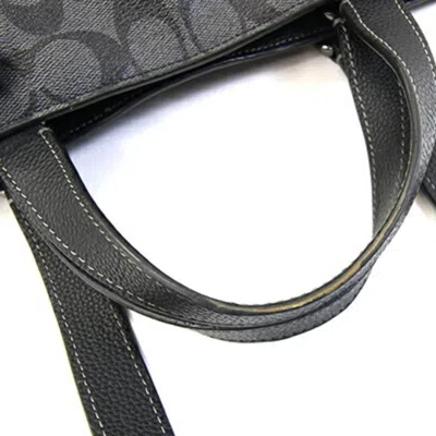 Pre-owned Coach Black Gray Pvc Leather Tote Bag () In Multi