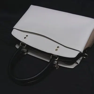 Pre-owned Coach Black Ivory Leather Handbag Shoulder Bag Tote Bag () In Multi