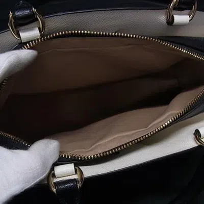 Pre-owned Coach Black Ivory Leather Handbag Shoulder Bag Tote Bag () In Multi