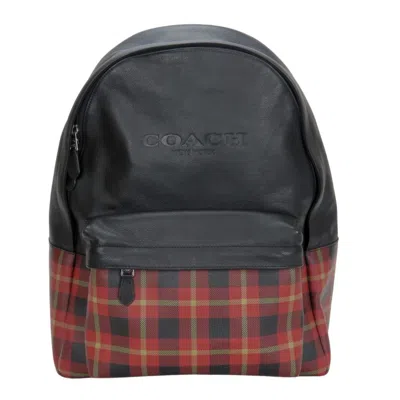 Pre-owned Coach Black Red Color Leather Pvc Backpack () In Multi