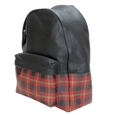 Pre-owned Coach Black Red Color Leather Pvc Backpack () In Multi