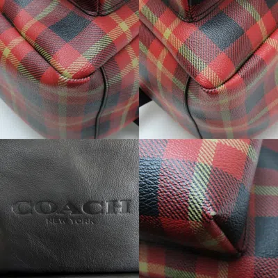 Pre-owned Coach Black Red Color Leather Pvc Backpack () In Multi