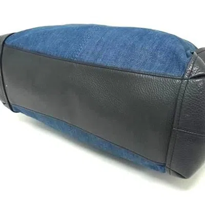 Pre-owned Coach Blue Navy Denim Leather Handbag Shoulder Bag Tote Bag ()