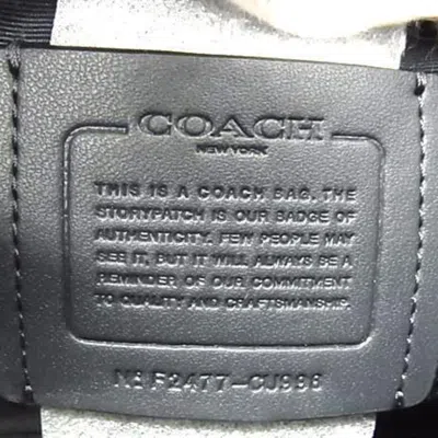 Pre-owned Coach Gray Navy Canvas Leather Handbag Shoulder Bag Tote Bag () In Multi