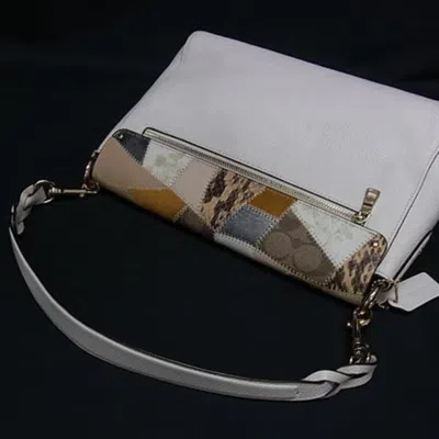 Pre-owned Coach Ivory Multi-color Leather Handbag Shoulder Bag Tote Bag ()