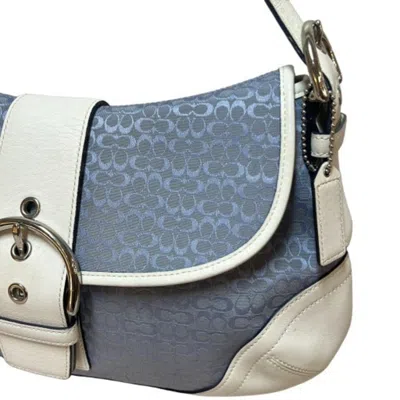 Pre-owned Coach Mini Signature Blue Leather Shoulder Bag ()