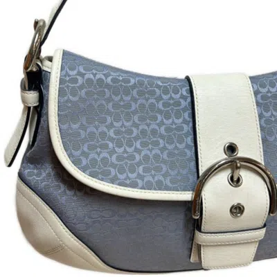 Pre-owned Coach Mini Signature Blue Leather Shoulder Bag ()