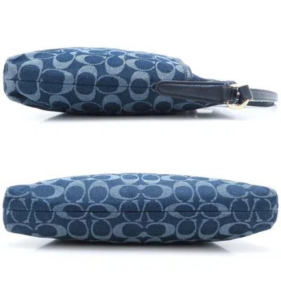 Pre-owned Coach Navy Denim Leather Shoulder Bag () In Blue