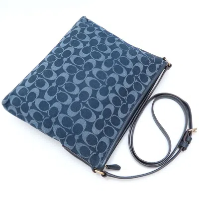 Pre-owned Coach Navy Denim Leather Shoulder Bag () In Blue