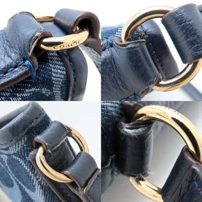 Pre-owned Coach Navy Denim Leather Shoulder Bag () In Blue