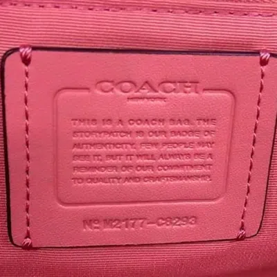 Pre-owned Coach Pink Red Color Canvas Leather Handbag Shoulder Bag Tote Bag () In Multi