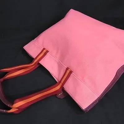 Pre-owned Coach Pink Red Color Canvas Leather Handbag Shoulder Bag Tote Bag () In Multi