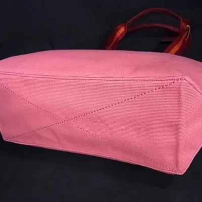 Pre-owned Coach Pink Red Color Canvas Leather Handbag Shoulder Bag Tote Bag () In Multi