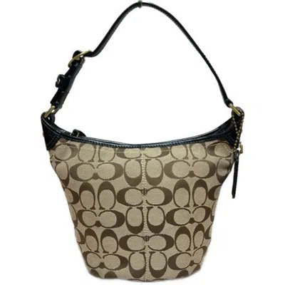 Pre-owned Coach Signature Black Brown Shoulder Bag () In Multi