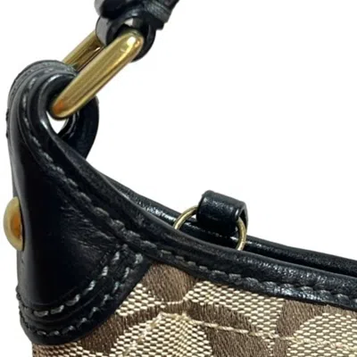 Pre-owned Coach Signature Black Brown Shoulder Bag () In Multi