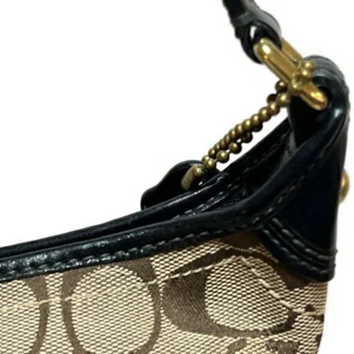 Pre-owned Coach Signature Black Brown Shoulder Bag () In Multi
