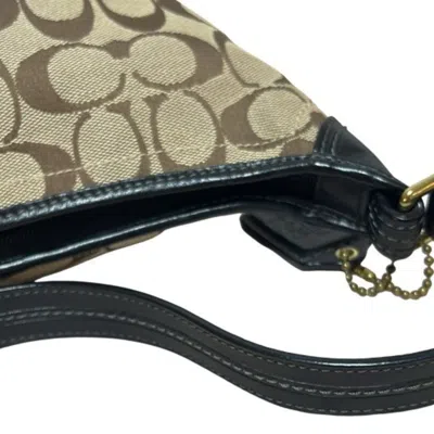 Pre-owned Coach Signature Black Brown Shoulder Bag () In Multi
