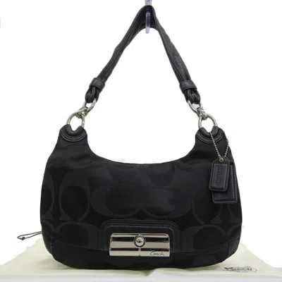 Pre-owned Coach Signature Black Canvas Shoulder Bag ()