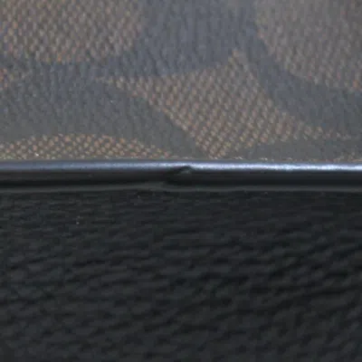 Pre-owned Coach Signature Black Dark Brown Pvc Leather Handbag Shoulder Bag () In Multi