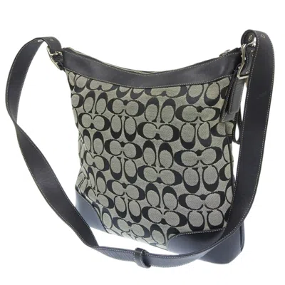 Pre-owned Coach Signature Black Gray Canvas Shoulder Bag () In Multi