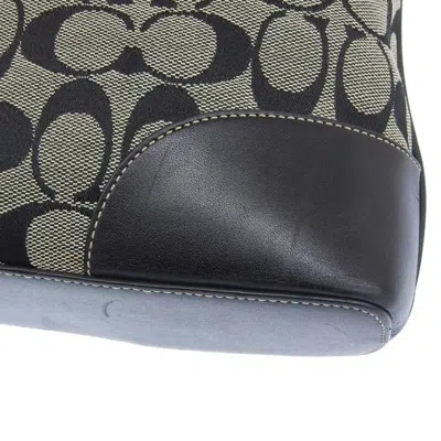 Pre-owned Coach Signature Black Gray Canvas Shoulder Bag () In Multi