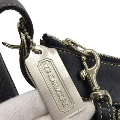 Pre-owned Coach Signature Black Gray Canvas Shoulder Bag () In Multi