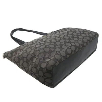Pre-owned Coach Signature Black Signature Line Canvas Tote Bag ()