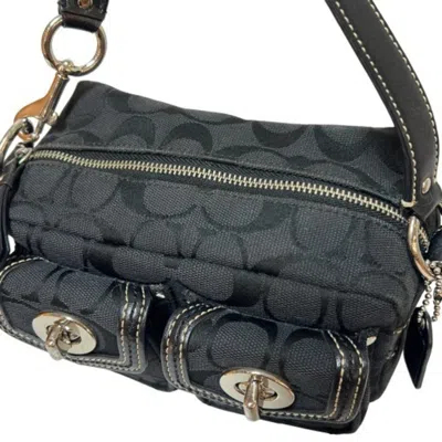 Pre-owned Coach Signature Black Handbag Shoulder Bag ()